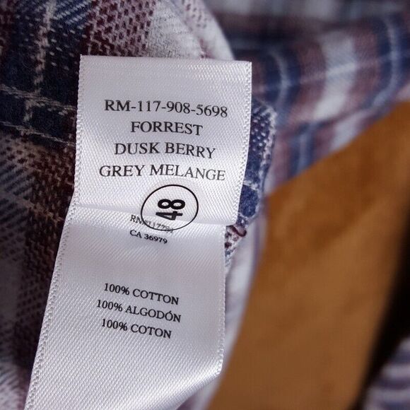 RAILS Mens Shirt XL Berry Grey Plaid Flannel Button Up Pocket FORREST $158 - Picture 5 of 9